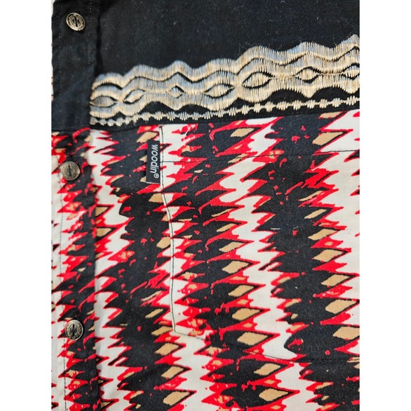 NWOT Woodin size medium short sleeve geometric retor button up western unique ^ - Picture 3 of 9